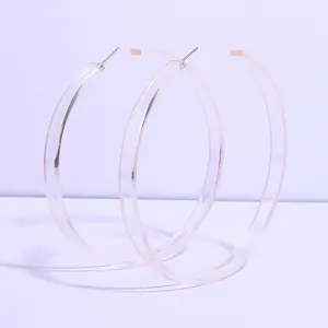 Transparent acrylic oversized hoop earrings, clear geometric circle design for fashion.