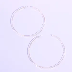 Transparent acrylic oversized hoop earrings for women, minimalist street style fashion jewelry.