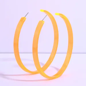 Neon Yellow Large Acrylic Hoop Earrings Statement Trendy Neon Jewelry for Women Party