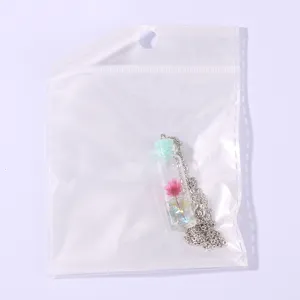 Cute drift bottle pendant necklace with pink dry flower inside, detailed view in bag.