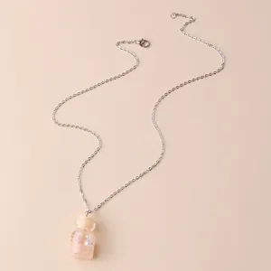 Wish bottle necklace with cute glitter and charms on a silver chain for daily wear.