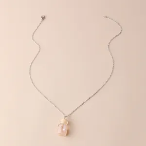 Delicate silver chain necklace featuring a cute mini wishing bottle pendant with glitter.