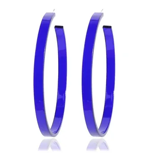 Neon Fluorescent Acrylic Hoop Earrings Oversized Exaggerated Geometric Round Circle Earrings For Women Streetwear Sexy Nightclub Jewelry