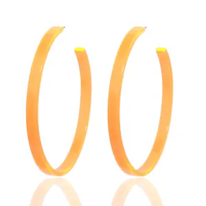 Large neon orange acrylic hoop earrings for women, stylish statement earrings jewelry.