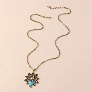 Vintage owl pendant necklace boho turquoise clavicle chain fashion jewelry accessory