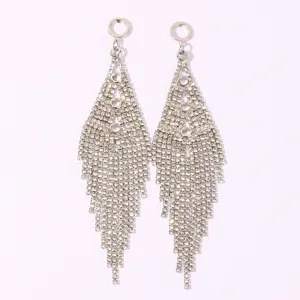 Euro-American Exaggerated Shiny Rhinestone Earrings Personalized Nightclub Geometric Long Tassel Drop Earrings For Women Jewelry