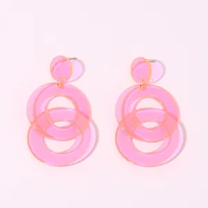 Pink translucent acrylic geometric dangle earrings summer style statement jewelry for women