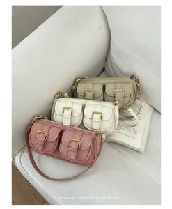 Chique dames retro schoudertas okseltas met voorzakken voor dagelijkse stijlvolle mode.