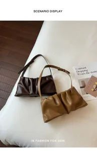 Niche design underarm bag women fashion stylish shoulder bag pleated cloud bag 2026 summer
