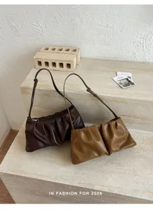 Chic ruched underarm shoulder bag, trendy minimalist cloud design for women summer fashion.