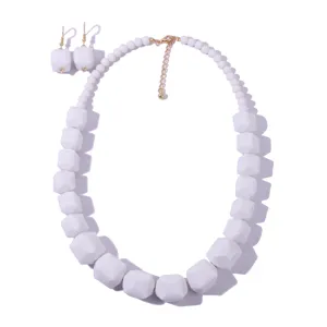 Set di Gioielli in Acrilico Geometrico da Donna Collana con Perle Quadrate Minimaliste Orecchini a Lobo Abbinati Festa