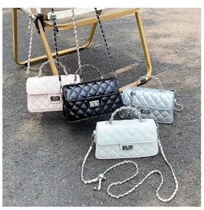 Women quilted chain shoulder bag fashion luxury crossbody handbag PU leather small square bags