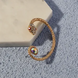 European fashion snake ear cuff gold rhinestone crystal personalized women's clip earrings