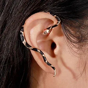 Gold snake ear cuff wrap gothic cartilage earring punk animal jewelry for women and girls