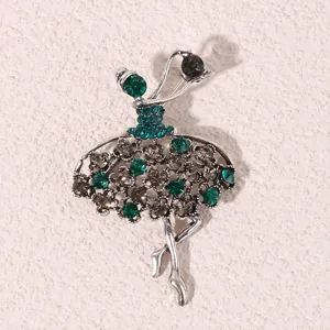 Spilla Ballerina Vintage Cristallo Strass Pietre Abito Spille Accessori Gioielli Donna