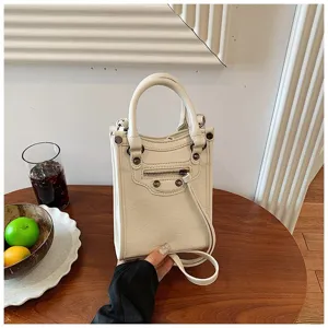 White vertical mini handbag crossbody stylish leather shoulder phone bag for women summer fashion