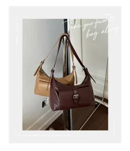 Vintage PU lederen onderarm schoudertas retro hobo tas stijlvolle casual handtas voor dames