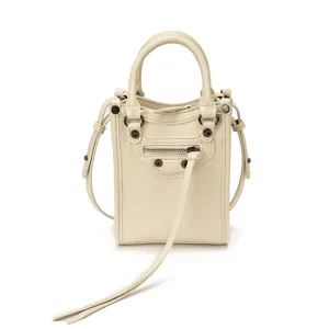Stylish cream white mini handbag women casual leather shoulder crossbody phone bag