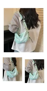 Mintgrüne Canvas Umhängetasche, große Kapazität Dumpling Schultertasche für den täglichen Weg und Reisen.