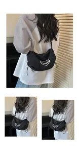 Koreanischer Stil Leinwand Dumpling Schultertasche grosse Kapazitaet Freizeittasche