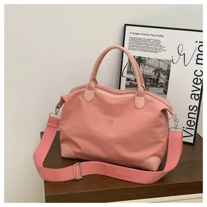 Bolso de viaje rosa gran capacidad bolsa de fin de semana con correa para mujeres