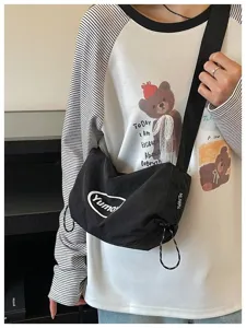 Lässige Nylon Umhängetasche für Damen, große Kapazität Beultasche für den Alltag und Reise.