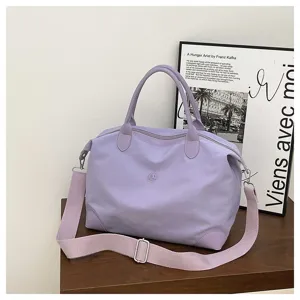 Bolso de viaje grande morado con correa para fitness y viajes cortos de gran capacidad.