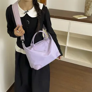 Mujer gran capacidad casual morado bolso de hombro versátil bolso de mano de viaje