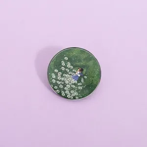 Broche en Alliage de Zinc Illustration Florale Fille Anime Mignon Dessin Animé Métal Épinglette Badge Mode Bijoux Cadeau