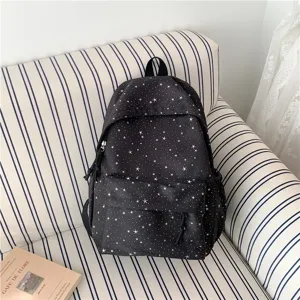 Sac à dos motif étoiles noir tendance cartable scolaire pour les étudiants moderne