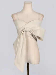 Haut Débardeur Beige Style Vacances Été Femme avec Grand Nœud Design 2026 Nouveau