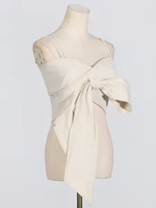 Caraco décontracté pour femme avec nœud papillon élégant, idéal pour les vacances d'été.
