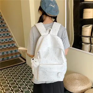 Sac a dos d'ecole imprime etoile decontracte pour etudiants, sac de campus elegant avec ours.