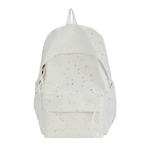 Sac à dos blanc avec imprimé étoiles cartable décontracté léger mode voyage sac à dos