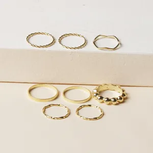 Ensemble de bagues empilables dorées bagues en métal géométriques minimalistes bijoux