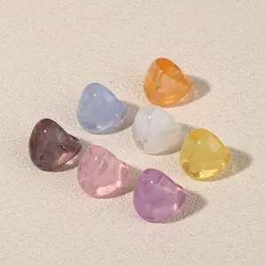 European American Fashion Acrylic Rings For Women Minimalist Geometric Resin Finger Ring Colorful Transparent Chunky Ring Jewelry