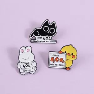 Grappige Cartoon Dier Emaille Pins Fout 404 Kat Konijn Eend Zinklegering Brooches Creatieve Badges Voor Rugzakken Kleding Sieraden