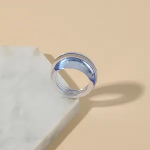 Transparent blue acrylic ring, minimalist fashion geometric finger jewelry for women.