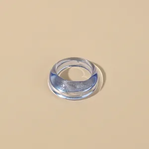 Transparent blue acrylic ring minimalist resin finger jewelry for women daily fashion style cute