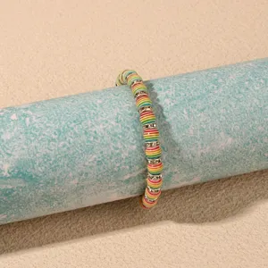 Colorful striped bead bracelet with rhinestones, stylish and vibrant jewelry for daily wear.