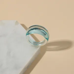 Transparent light blue acrylic resin minimalist fashion ring for women daily wear accessory