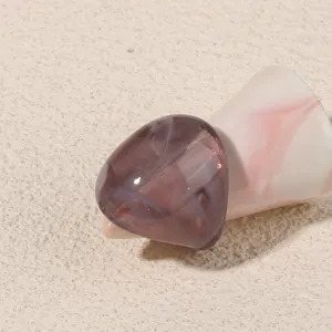 Chunky purple acrylic geometric ring for women, stylish minimalist resin finger jewelry piece.