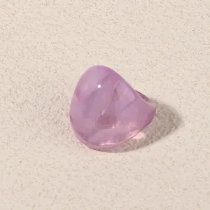 Detailed shot of a stylish purple translucent acrylic geometric ring for women daily wear.