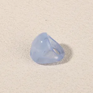 Light blue acrylic geometric ring, minimalist resin fashion jewelry for women.