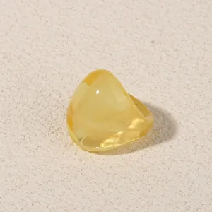 Minimalist geometric amber acrylic ring, trendy statement fashion resin finger jewelry piece.