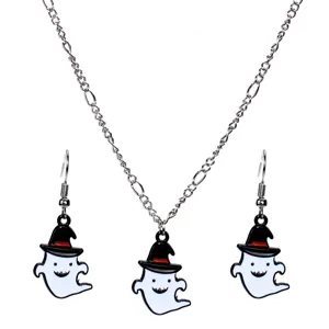 Σετ Μενταγιόν και Σκουλαρίκια Φάντασμα Halloween από Κράμα Σμάλτο Πανκ Κοσμήματα για Γυναίκες Άνδρες Εορταστικό Πάρτι