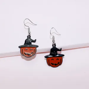 Halloween pumpkin witch hat earrings, cute drop earrings for women festival party jewelry gift