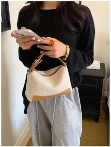 Κoreanh casual τσάντα χειρός για γυναίκες, κομψή μπεζ τσάντα μαξιλάρι με χερούλι.