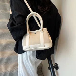 Bolso de lona y cuero casual elegante mujer bolso de hombro bandolera estilo diario