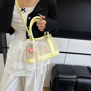 Bolso de hombro elegante para mujer bolso cruzado de moda con lazo de encaje y dije.